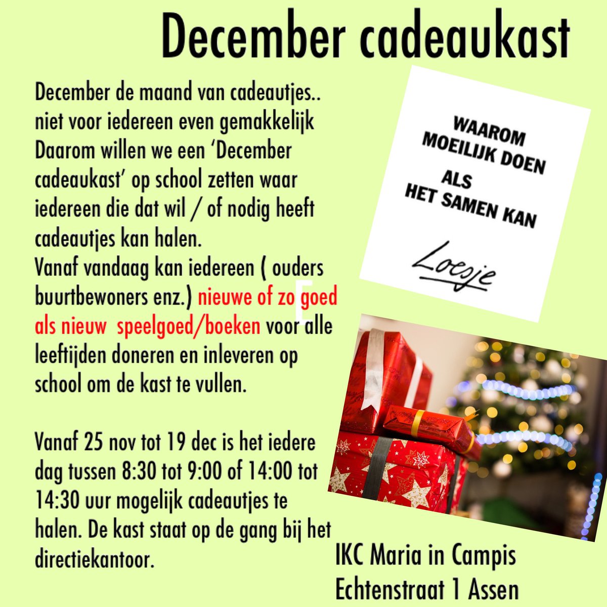 ChristavdVeen's tweet photo. Graag zoveel mogelijk bekendheid aan geven in de omgeving.
Mochten jullie speelgoed of boeken willen doneren mogen jullie dit ook bij mij thuis brengen!! #mariaincampis #tamariki #primenius #samen #zorgenvoorelkaar https://t.co/ZcJERwXbd3