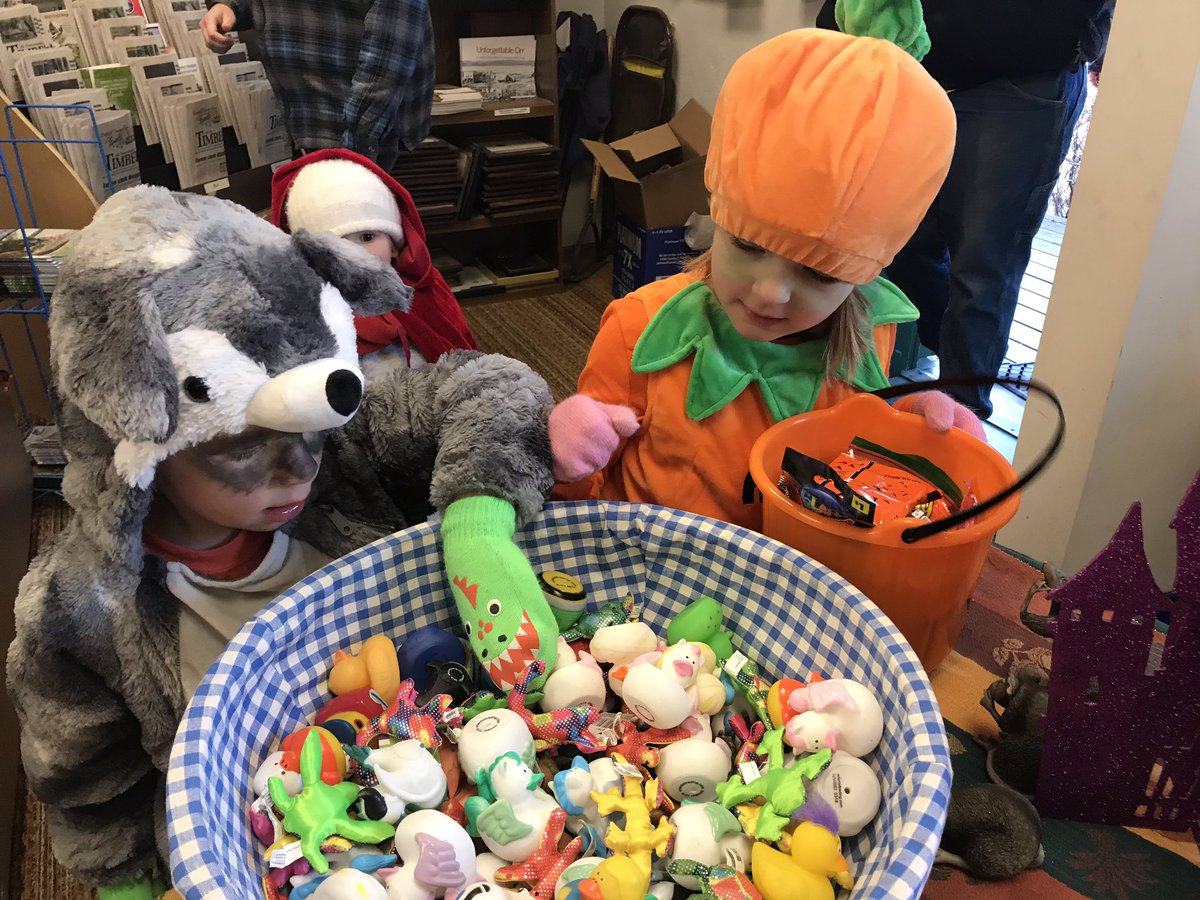 Trick or treating at the Timberjay. We will get between 150-200 kids stopping by after school today