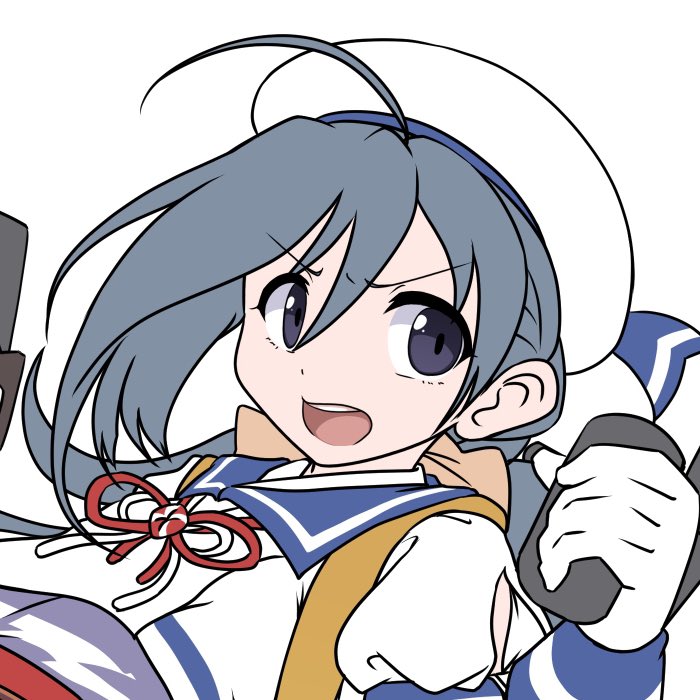 kiyoshimo (kancolle) 1girl blue sailor collar low twintails sailor collar solo twintails grey hair  illustration images