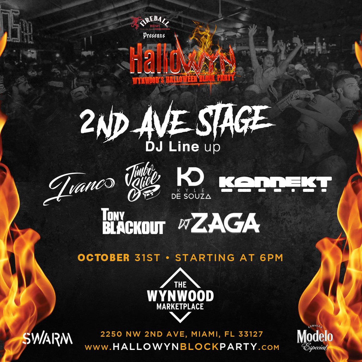 HalloWYNParty's tweet photo. Catch our DJ's spinnin' all night long at the 2nd Ave Stage here at the #HalloWYNBlockParty. Schedule here:

6:00PM DJ Tony Blackout
8:30PM DJ Kyle Desouza
10:00PM Ivancosta
11:30PM Jimbo Slice
12:40AM Zaga
1:45AM Konnekt https://t.co/kO5p7VqWWL
