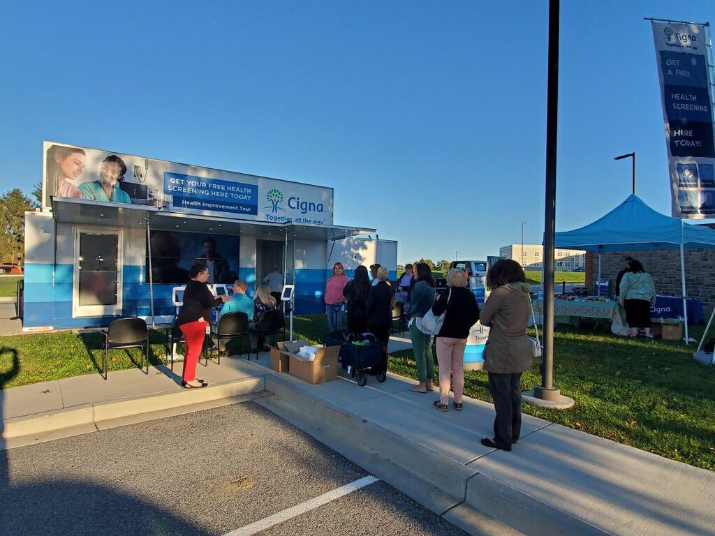 Cigna's tweet photo. Our #GoKnowTakeControlTour makes a stop at Frederick County Government in Maryland. Thanks to everyone who stopped by and learned their health numbers. #CignaMidAtlantic https://t.co/r9QwdOcNjY