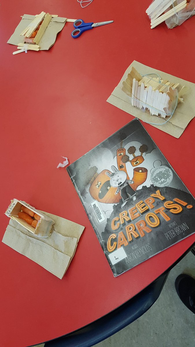 theclassofmrh's tweet photo. #STEM project today using Creepy Carrots by @areynoldsbooks as inspiration. As usual students were creative in their plans and ideas. #spslearns https://t.co/fx2E1aG3hh