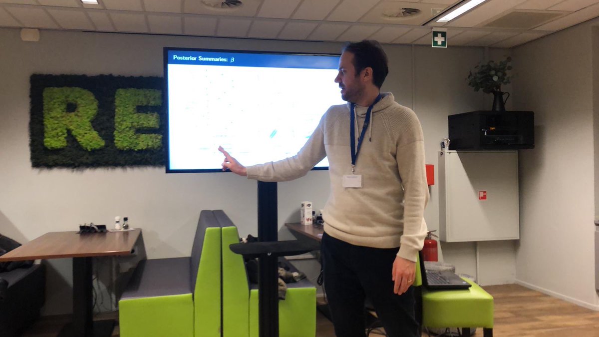 At the second Dutch <a href="/mcmc_stan/">Stan</a> meetup at <a href="/Zorgautoriteit/">Nederlandse Zorgautoriteit</a>, <a href="/christofseiler/">Christof Seiler @christofseiler@fosstodon.org</a> explains how to use <a href="/mcmc_stan/">Stan</a> to model hierarchical, multivariate, zero inflated count outcomes! slides at doi.org/10.5281/zenodo…