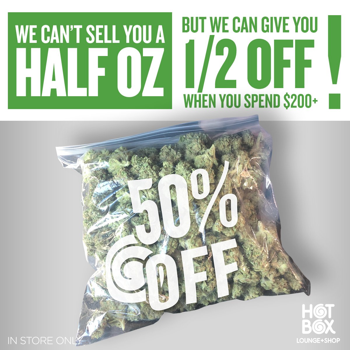 hotboxcafe's tweet photo. Get 50% OFF when you spend $200 or more in our store!!! For a limited time only!! #hotbox #sale #discounts #hotboxcafe #toronto #stoner https://t.co/vsHVkNEMTa