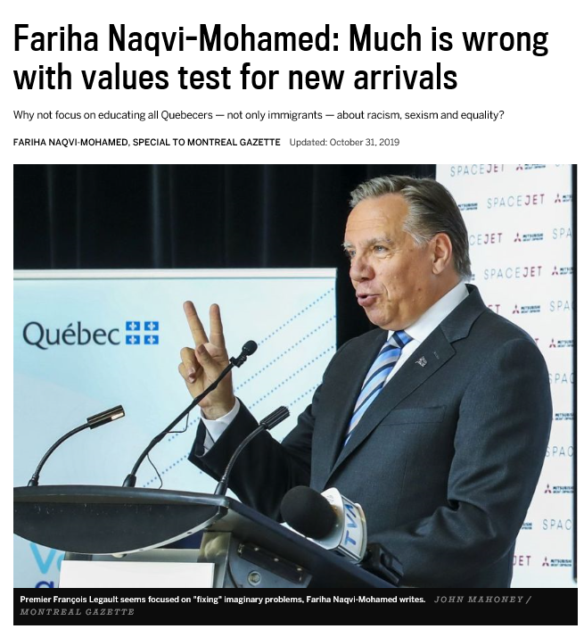 CanadianMomEh's tweet image. My latest op-ed in tomorrow's issue of the @mtlgazette 

"There is no disguising it, on Halloween or on any other day. Like Bill 21, the values test is a solution in search of a problem." 

montrealgazette.com/opinion/column…  #qcpoli #ValuesTest