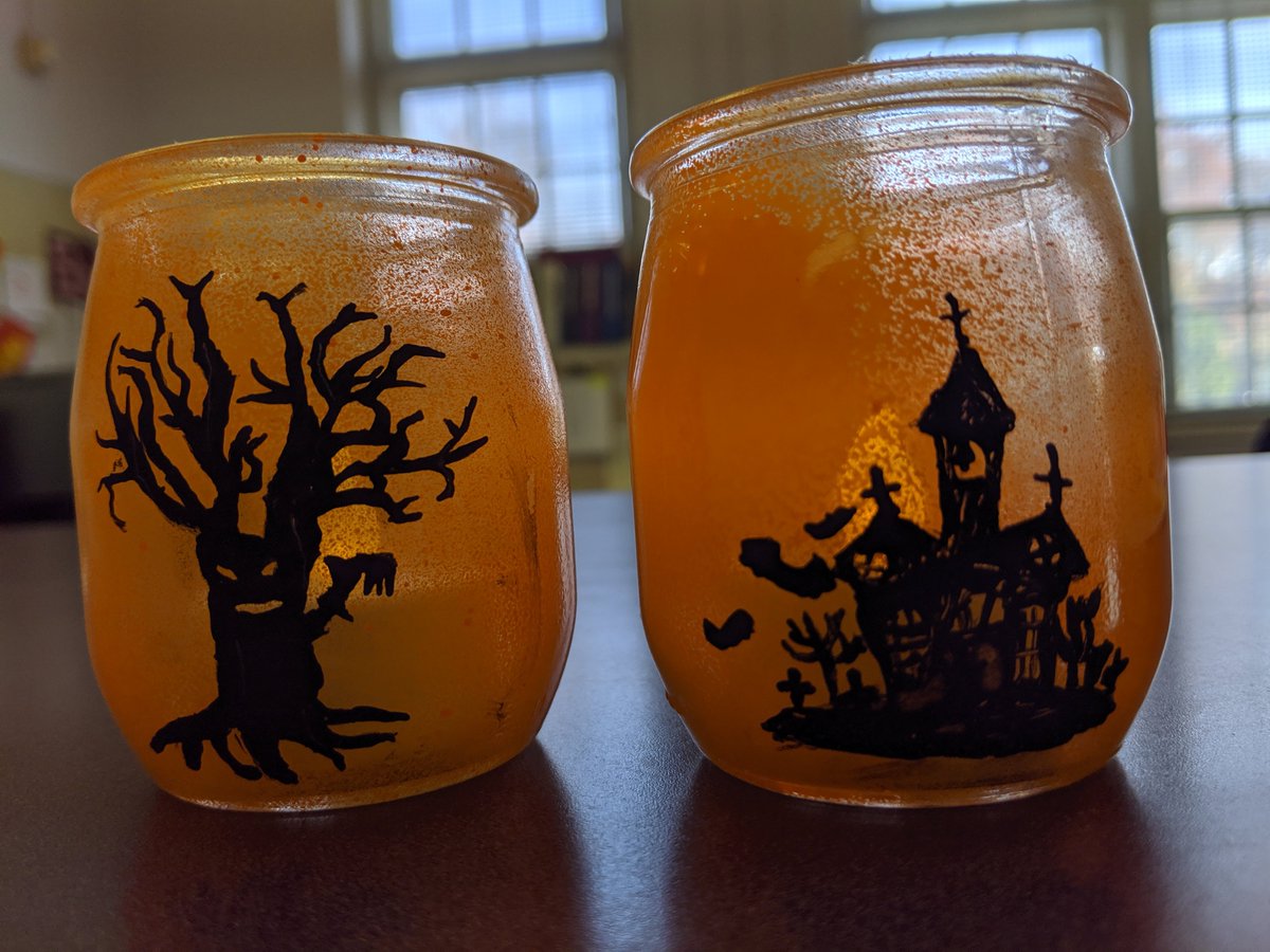 Happy Hallowe'en from Edith Cavell! (candle holders by students in Div 5)