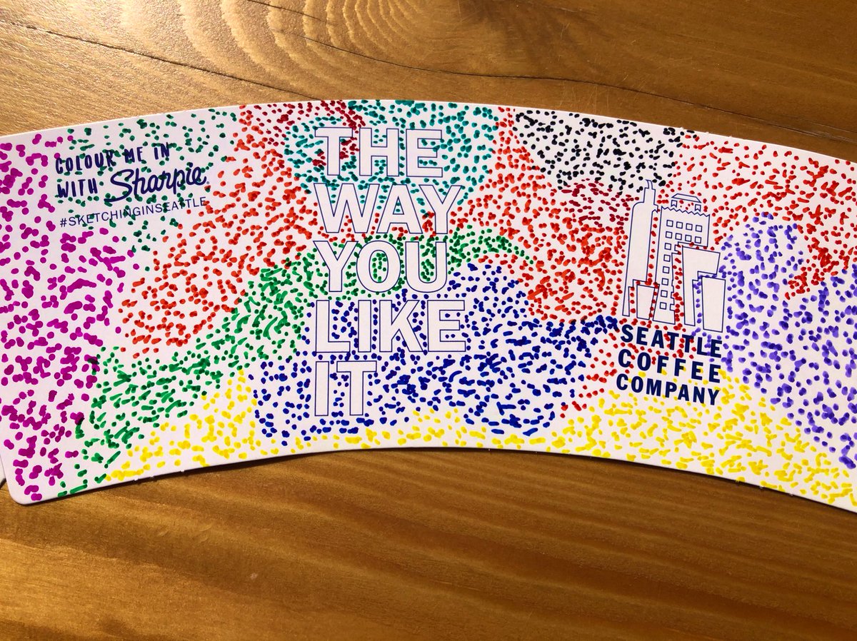 Jaxtwin's tweet photo. We’ve been dotty about your Sharpie colab - thanks @Seattlecoffeeco #sketchinginSeattle https://t.co/NlkXHdUBqf
