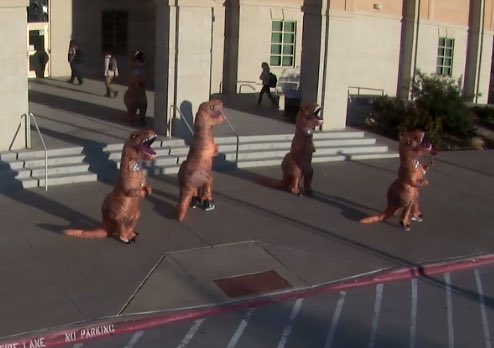 LebanonTrailHS's tweet photo. We apologize for delays in our drop-off lane this morning, but when dinosaurs come back from extinction there’s lots to see! #rawr #notextinctanymore #bettertogether https://t.co/IUoQT9KSjU