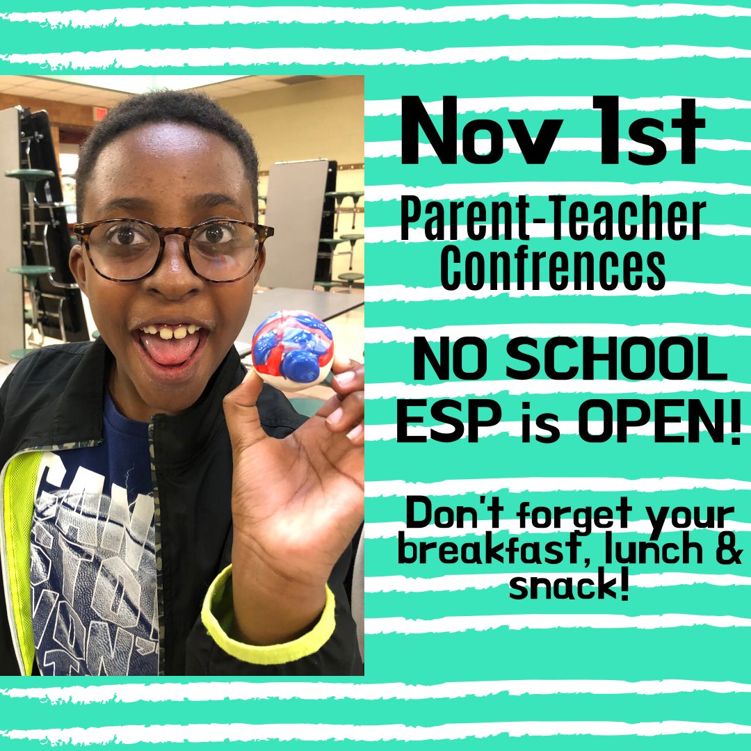 ESPatMCS's tweet photo. ESP families! Don’t forget with school being closed tomorrow ESP is open from 6am-6pm. School cafeterias will not be open so please remember your breakfast, lunch & snack! #ESProcks #ESPalldaylong #as https://t.co/iUTBj7Hf9H