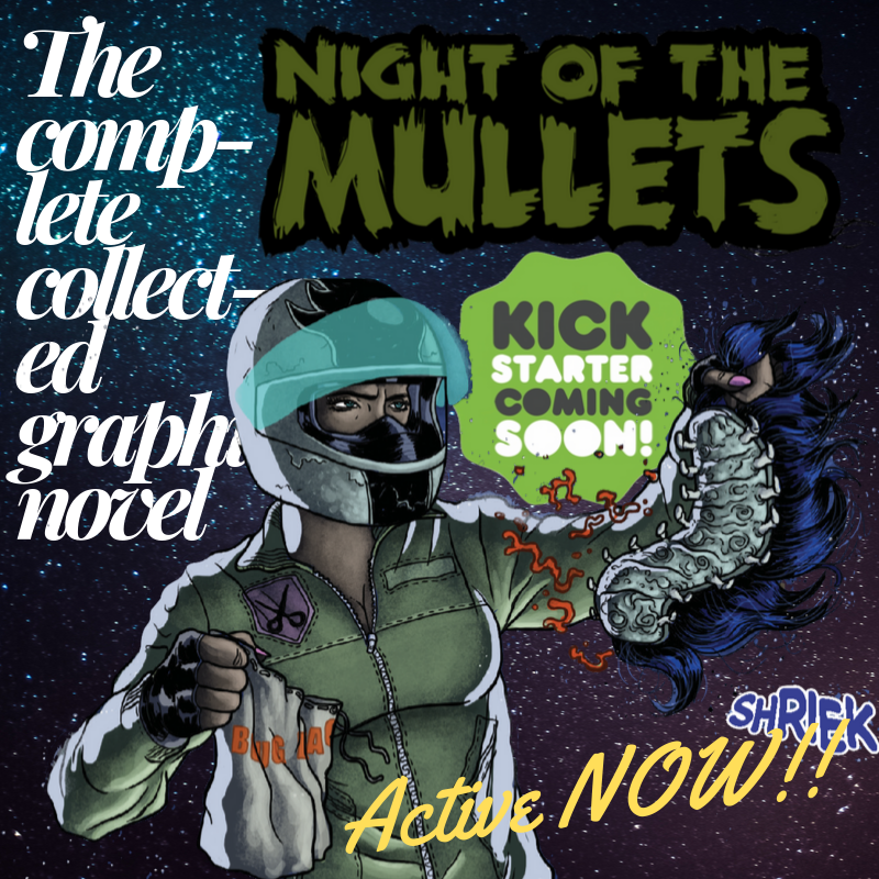 PrintNinja's tweet photo. Love sci-fi comedy? HATE mullets? This is the #graphicnovel for you. In Night Of The Mullets, the hairdo-you-love-to-hate is actually the by-product of an intergalactic infestation 👽Now live on Kickstarter! https://t.co/V29AOZI12w https://t.co/xLoiu8jNEU