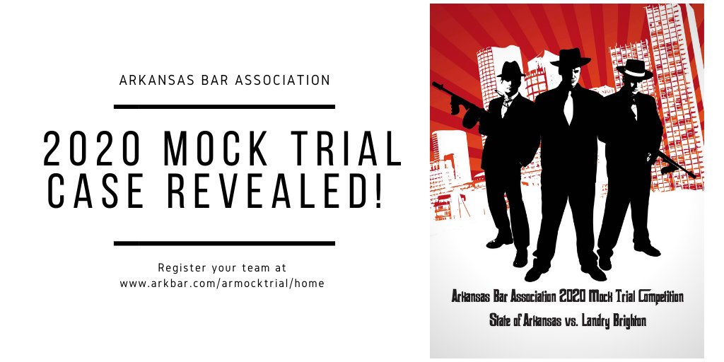 ArkBarMT's tweet photo. Are you ready to get your hands on the 2020 Mock Trial Case?!  Grab your copy here: https://t.co/q68D4mbzrP
@Arkbar @ArkBar_Prez #ArkbAR https://t.co/Tho8jQs9TK