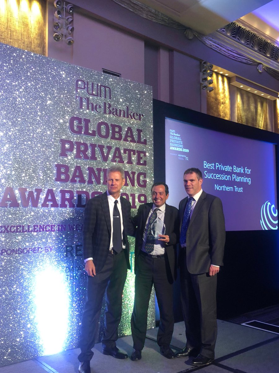 NTWealth's tweet photo. We’re thrilled to have been named Best Private Bank in the U.S. and Best Private Bank for Succession Planning during tonight’s @FT_PWM  #GPBA2019. What a night it has been! https://t.co/5CDNKq7i9i