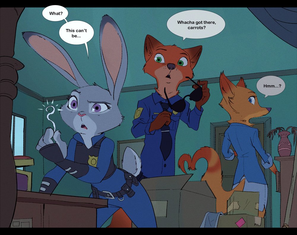 Ruffu_'s tweet photo. Evidence? Or just a messy room? My bet's on the messy room.
#art #zootopia #drawing #illustration #shockingdevelopments #nickwilde #judyhopps #meganfawkes https://t.co/h91NT88hpg