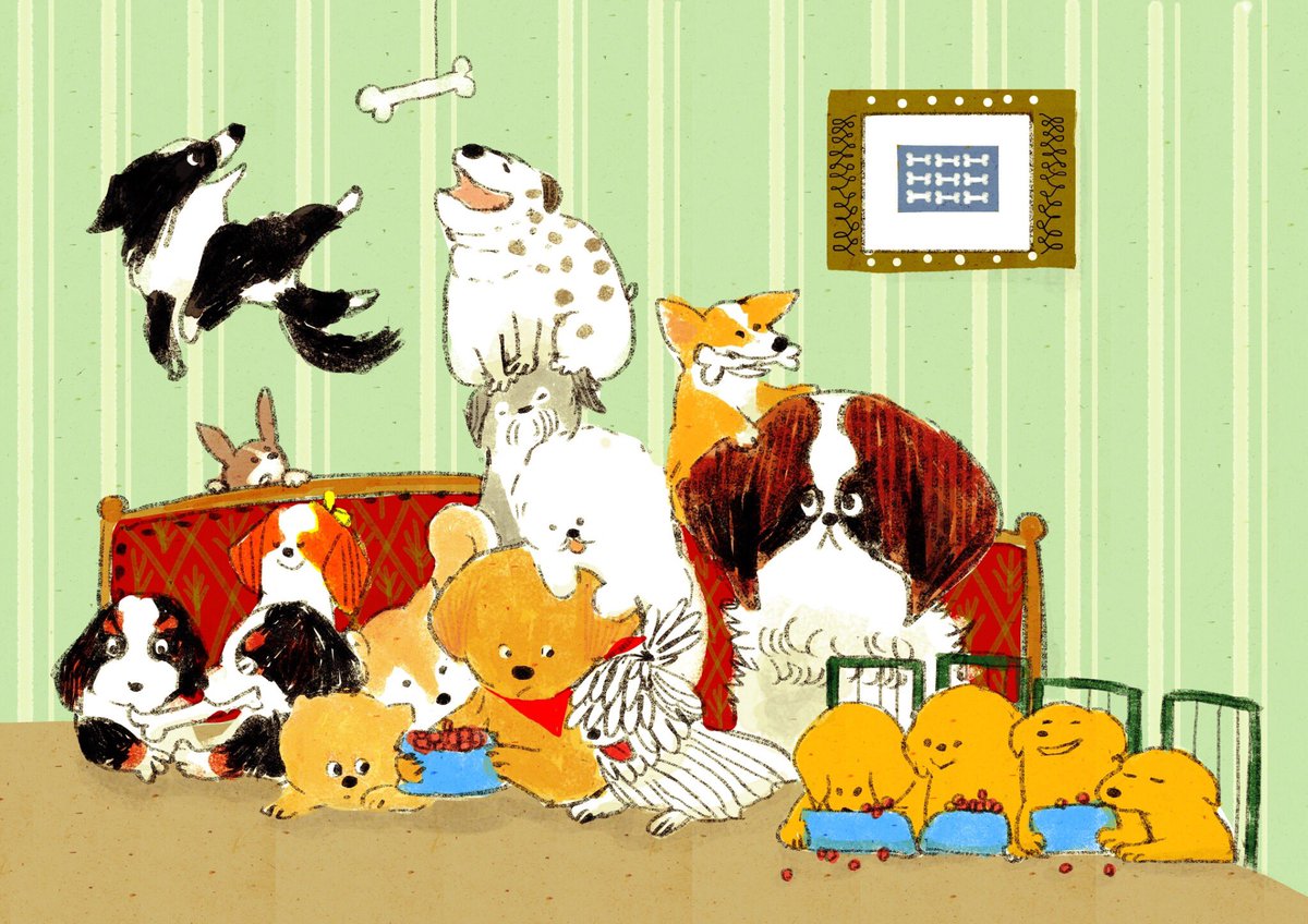 「#犬の日 」|ももろ　4／20発売絵本「パンダのパクパクきせつのごはん」のイラスト