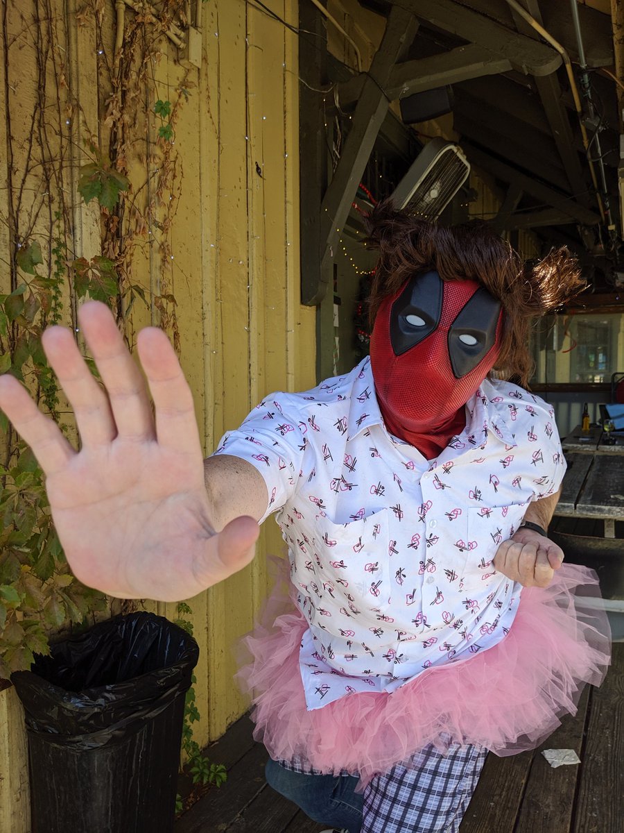 CP_TheShow's tweet photo. I know there's a lot riding on it, but it's all psychological. 
@VancityReynolds @JimCarrey #Halloween4Deadpool #HowDoYouDrinkInThisThing https://t.co/3FGl9Z5wjh