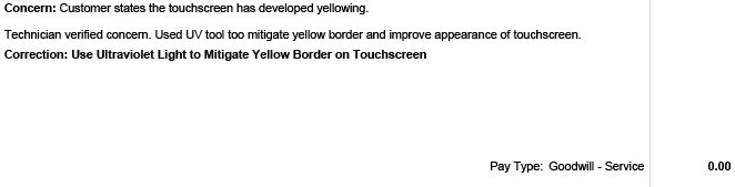 teslaliving's tweet image. Finally got this service done. Interesting that its considered “goodwill” vs manufacturing defect/warranty issue. Also it improved things but there’s still a slight yellow tint around edges so I wouldn’t consider it fixed. @Tesla @Teslarati @BenSullins
