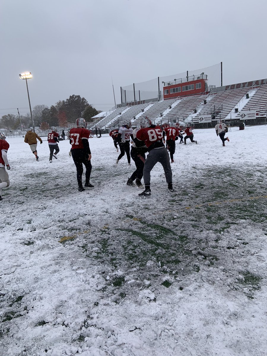 CoachMunda1's tweet photo. Pictures from practice today. A practice this group of athletes and coaches will never forget! #SnowPractice #WeatherNotStoppingUs #PlayoffReady #AntiochGrit https://t.co/Pye6upMiQn