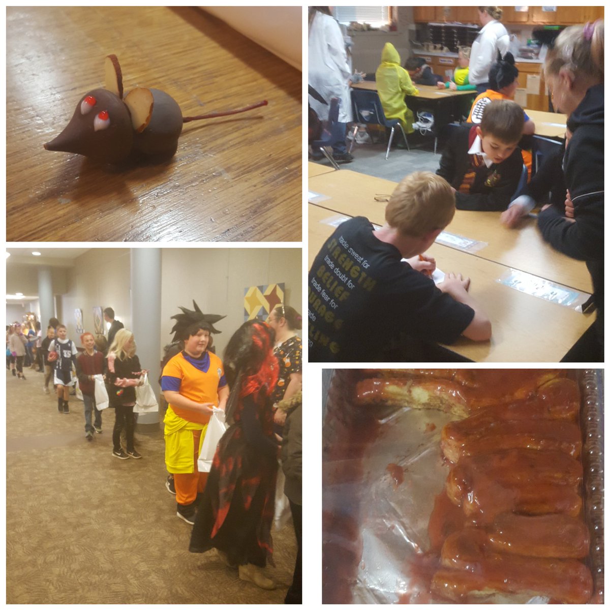 TashaMarkham3's tweet photo. The kids had a great time today!  We raced to 100, ate mice and intestines, and went trick or treating around town.  Thank you to my creative parents who helped make this day a success!!  #LESAchieve https://t.co/6qWPrwTBqZ