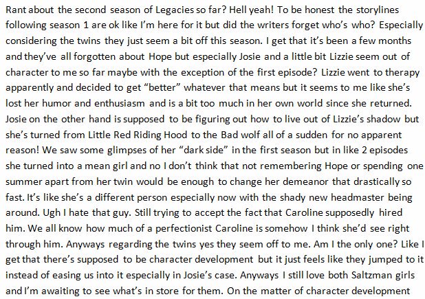 witchymigraines's tweet photo. My thoughts on Legacies season 2 so far. Obviously i had a lot to say 😂 #Legacies #HopeMikaelson #JosieSaltzman #LizzieSaltzman #AlaricSaltzman #MG #Kaleb #LandonKirby #RaphaelWaithe #Sebastian #Maya #Ethan #PenelopePark #Legaciesrant #rant #Bamon https://t.co/rhmPk54dVD