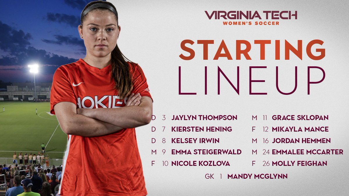 HokiesWSoccer's tweet image. Tonight's starting XI for the #Hokies🦃⚽️

#LetsGo | #FinishonE⛽️
