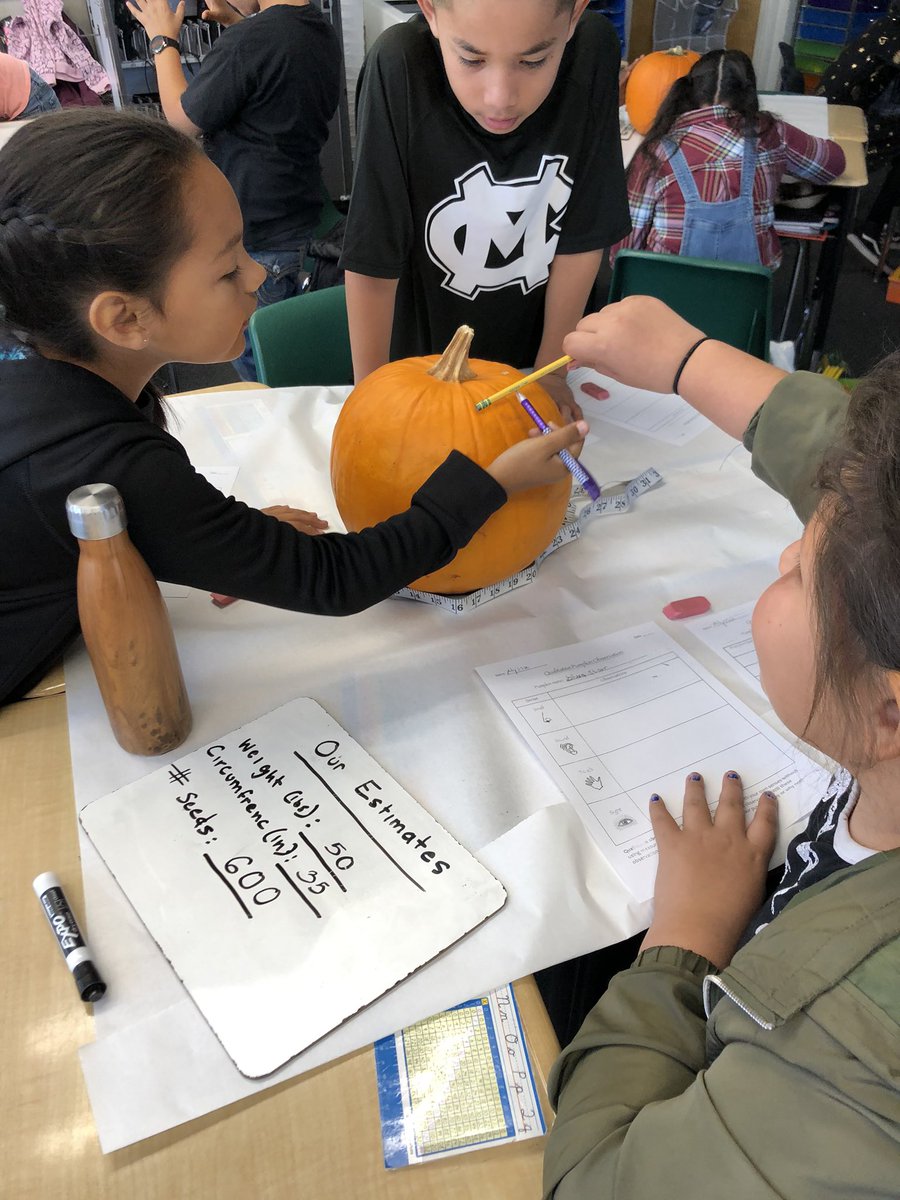 RWasilco's tweet photo. Halloweenish math today in 4th grade @BlackfordCUSD. Best part was pulling out the guts! https://t.co/ZWGuSlmnv3