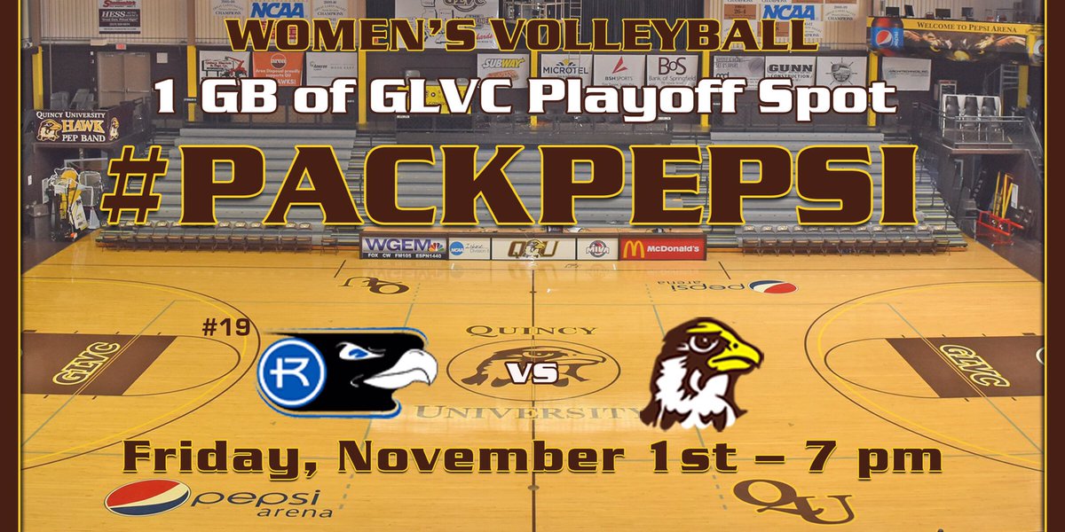 QUHawks's tweet photo. ATTENTION ALL HAWK FANS

Come out tomorrow night and cheer on @QUHawksWVB as they hunt down a postseason spot with only seven games left!

QU takes on #19 @RUhawks at 7 pm

#PackPepsi https://t.co/j2KgROqXAg