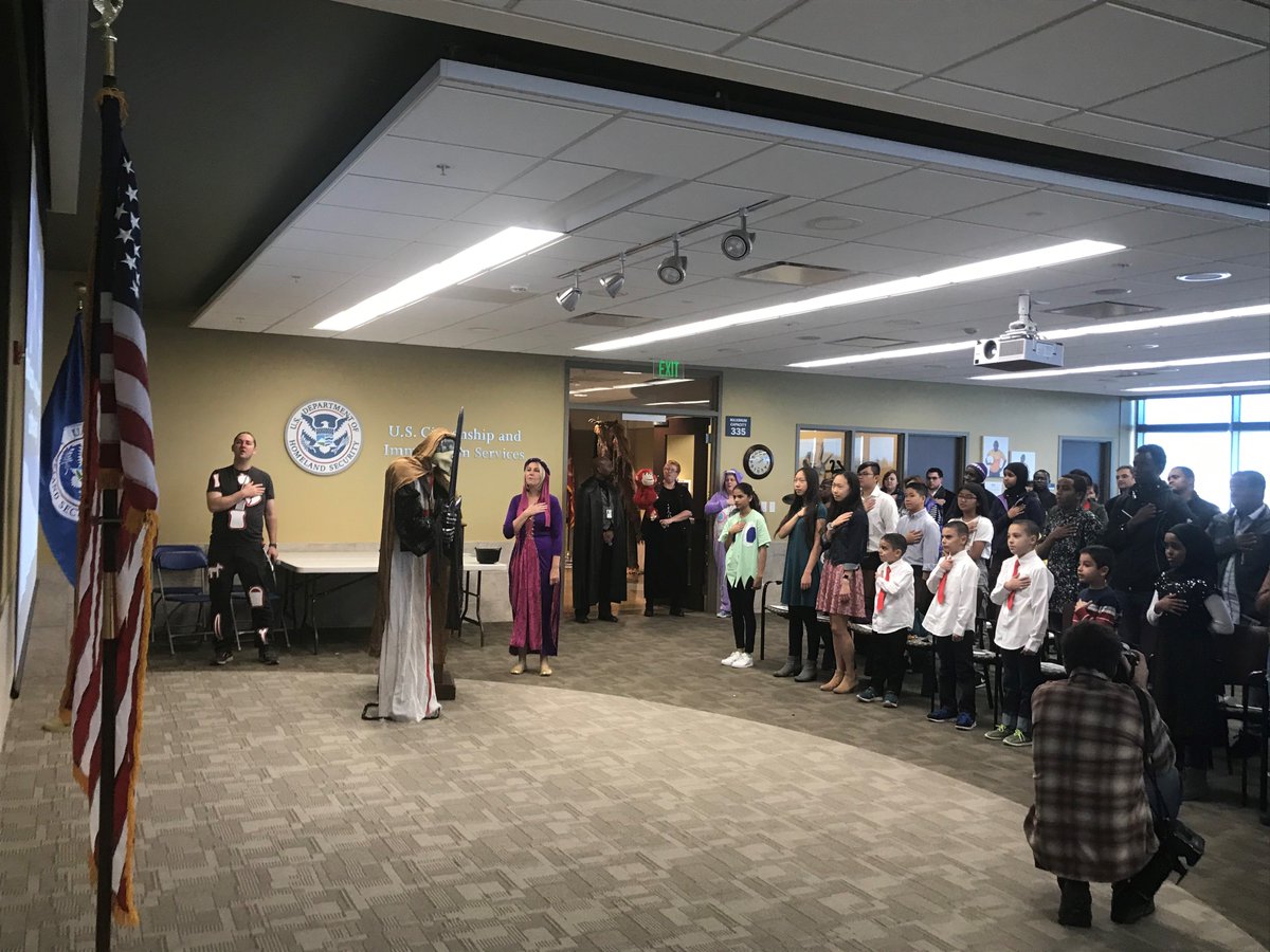 Candy, costumes and #citizenship certificates were all  part of our #Halloween2019 ceremony <a href="/USCIS/">USCIS</a> in Centennial Colorado.  21 children from 13 countries obtained citizenship through their parents and took the Oath of Allegiance to become #NewUSCitizens.