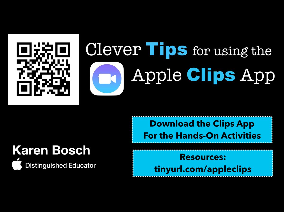 karlyb's tweet photo. Looking forward to sharing Clever Tips for Apple Clips App tomorrow at #mhtt19! #AppleEDUchat #adedu Thanks @KristenBrooks77 @cindyherren @Sharon_Drummond @LLacrosse for letting me include your resources! https://t.co/48OIya8vT1