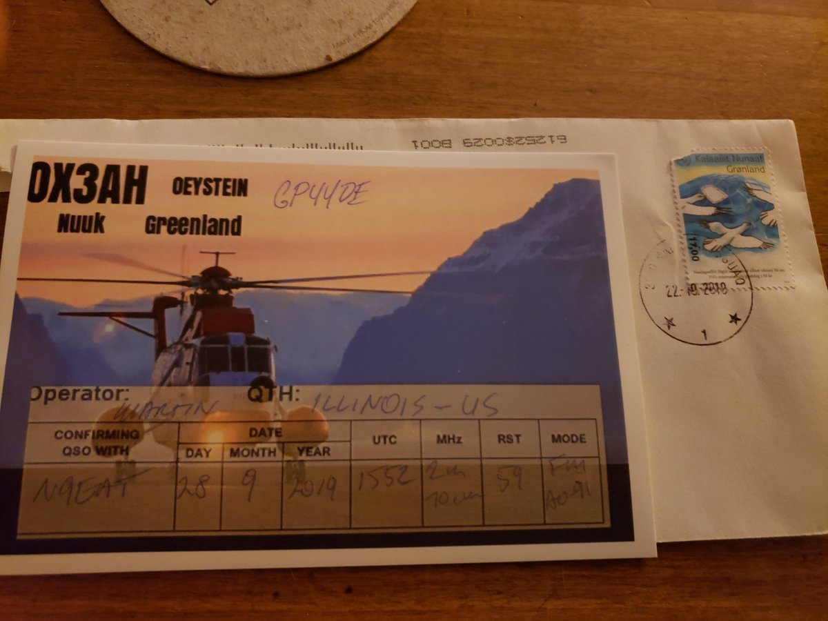 N9EAT's tweet photo. Thanks Oeystein #OX3AH for QSL from GP44 #Nuuk, #Greenland! #amsat #hamradio https://t.co/TOvTDEkr8U