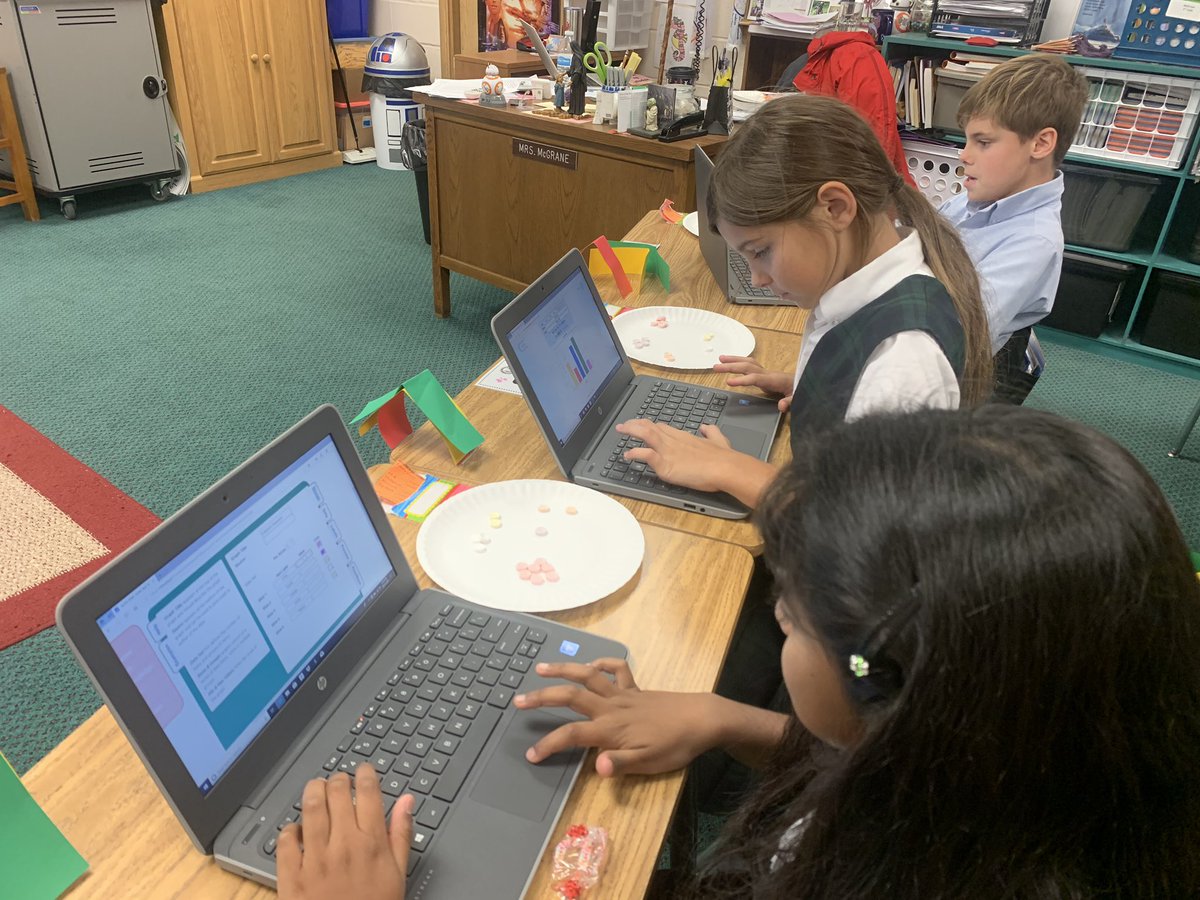 McGrane3rdClass's tweet photo. Today we took advantage of the holiday and used Smarties for the data to create graphs on our laptops. 💻🎃 @McGrane3rdClass @ash1818 https://t.co/YxOTIQFsVb