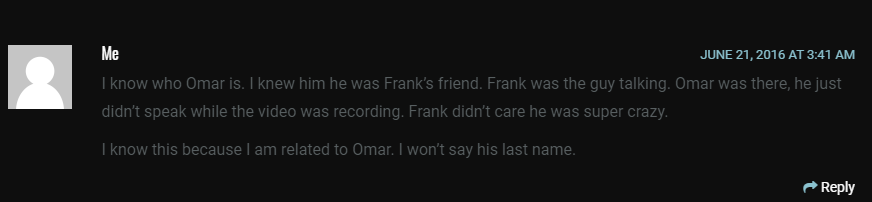 Who was “Frank”, and what ultimately happened to him? First, I’ve referred to him as Frank based on this comment on the case's Unsolved site left by someone claiming to be a relative of Omar.