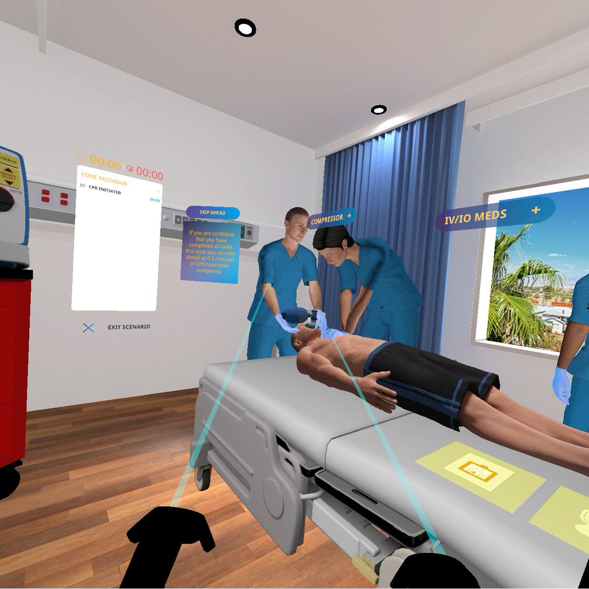 ebraun14's tweet photo. District Health Services Coor. Karen Schwind is SOLD on the effectiveness of @dualgoodhealth 's Basic Life Support training simulation with our @htcvive Pro! Next up...Curriculum, then (hopefully) on to our Ss. #ARVRinEDU is about to explode. Let's save some lives!#tec21 #edtech https://t.co/L0wIY4urcN
