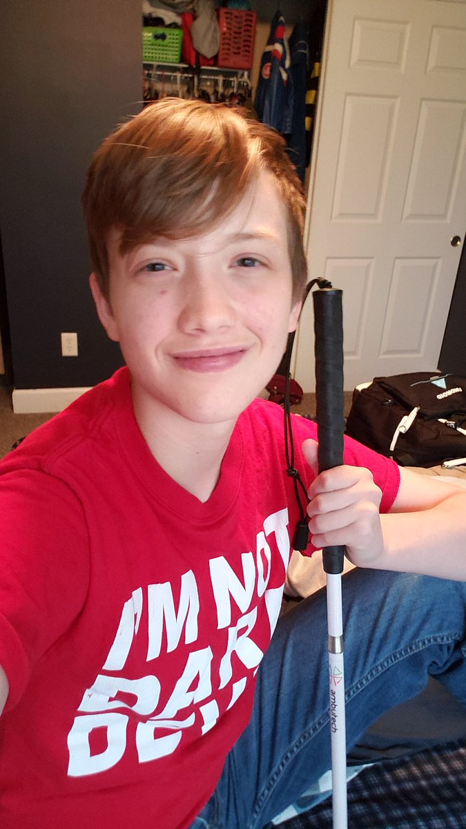 blindballetboy's tweet photo. Happy halloween!
[ID: Several pictures of me, a blind teenage boy, wearing a shirt that says "I'm not Daredevil" with my cane.] #WhiteCane #halloween2019 #actuallyBlind #blindness https://t.co/QLs1ITHW1d