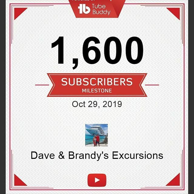DB_Exc_Travel's tweet photo. And we hit another milestone! Thank you all for the love and support! #youtube #youtuber #vlog #vlogger #travel #cruise #cruiser #carnivalcruiselines #carnival #choosefun #carnivalcruise #milestone #subscribersrock #love https://t.co/S6zmdHxJoU https://t.co/MwUBwG28cX