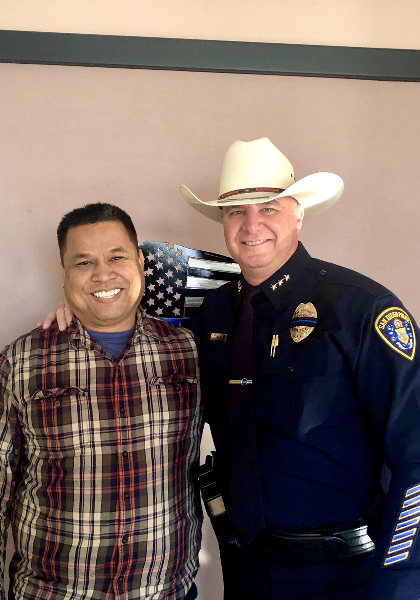 SD_PANPAC's tweet photo. Final farewell and retirement gift to one of our PANPAC family members, @ChiefToddJarvis , from Sergeant Lem Sainsanoy! One of the best bosses anyone could ever dream of working for! May God bless you with a long and healthy retirement Chief! Aaaloooohaaaa! 🤙🏼❤️🎉 #PANPACFamily https://t.co/8iap95A4nF