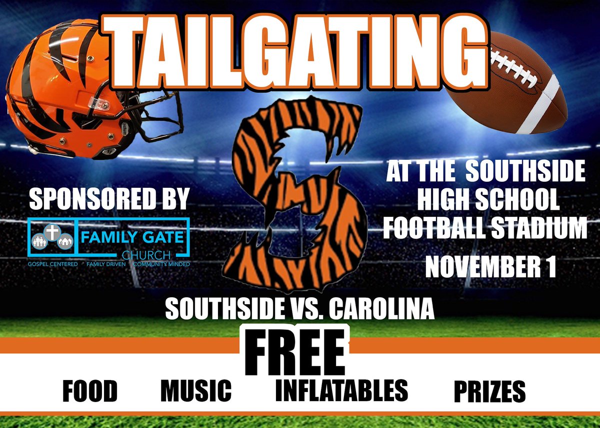 SHS_Athletics_'s tweet photo. Don't forget about tomorrow's rivalry game vs Carolina!! Make sure you show up early and participate in the Tailgate! There will be inflatables, games, and FREE food!! Hope to see everyone there!!
@gcschools @GCS_HS_Rhymer @CoachNance1 @RecruitSSTigers @HighSchoolBlitz https://t.co/CGckA7bLJT