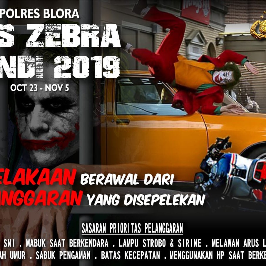 Kecelakaan Berawal Dari Pelanggaran Yang di Sepelekan.

Stop Pelanggaran!
Stop Kecelakaan!
Keselamatan Untuk Kemanusiaan.

#operasiZebraCandi2019PolresBlora
#polripromoter