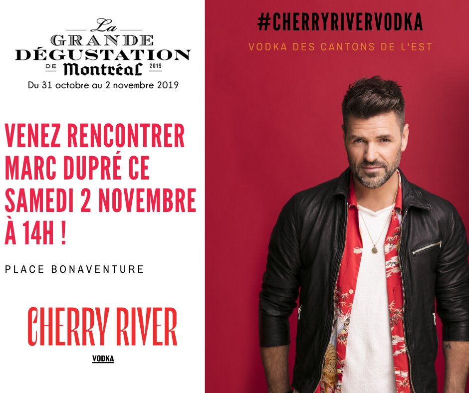 cherryriverca's tweet photo. À partir d'aujourd'hui et jusqu'à samedi, vous pourrez nous trouver à La Grande Dégustation qui a lieu à la Place Bonaventure. Samedi le 2 novembre, à 14h, le cofondateur de Cherry River - Marc Dupré - sera au kiosque pour rencontrer les amateurs de vodka ! Venez nous voir ! https://t.co/U0ellBnYQ9