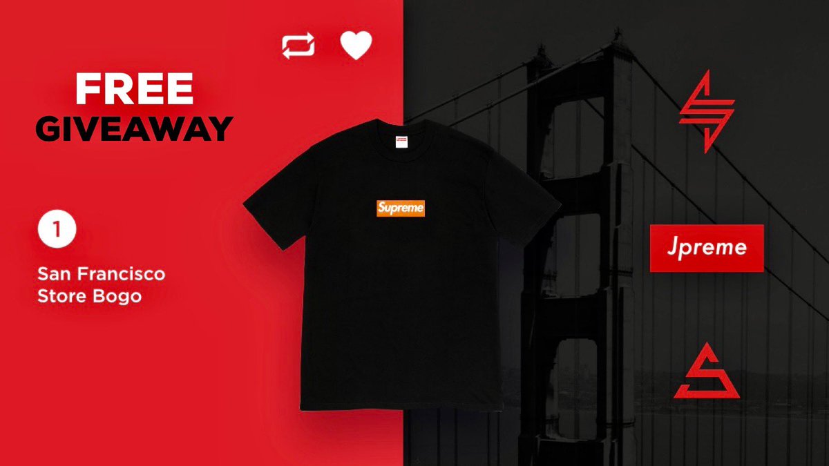 DropsByJay's tweet photo. FREE GIVEAWAY ALERT!!! 🚨 

Winner Receives 🎉:

- Supreme/SF Box Logo Tee ⛔️
- Strike Access Membership ⚡️
- Free Slots For November 💸

Rules ⚠️: 

1) FOLLOW @DropsByJay / @StrikeAccess / @SoleStrike 👥
2) RETWEET 🔁
3) LIKE ✅ https://t.co/95yVWW4Wfp