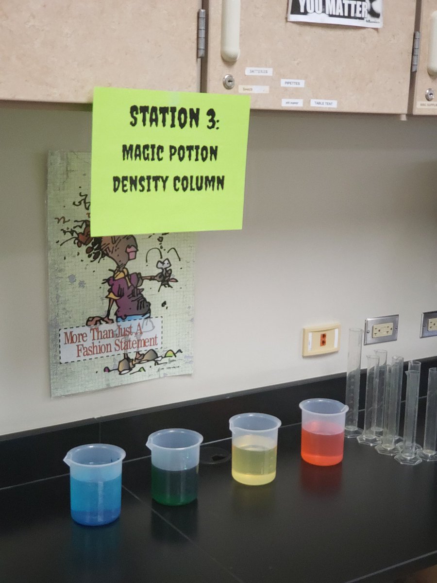 I embraced the high energy the students would have today and gave them a choice of 4 Halloween stations to investigate properties of matter! #marlowe158 #STEMeducation #halloweenscience