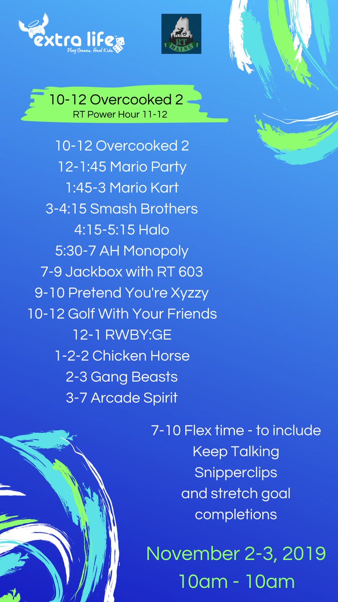 RTMaine's tweet photo. We've been telling you *when* we're playing...and finally here's a list of *what* we're playing! See you on game day! #ExtraLife #RTWCC https://t.co/CHWRPOj9jQ