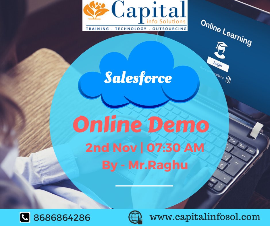 Capitalinfosol1's tweet image. Attend new Salesforce Online Demo on 2nd Nov | 07:30 AM By Mr.Raghu
👉Online and classroom training👈
👉Get hands-on experience👈
Call: +91 8686864286
Visit: capitalinfosol.com
#salesforce #salesforcedemo #salesforcetraining #capitalinfosolutions #training #onlinetraining