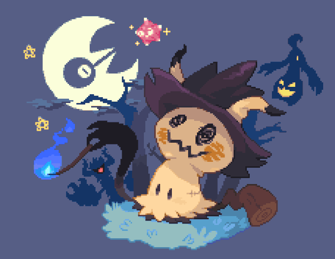 2019-11-01. Pixel Art- Mimikyu's Halloween Night. #pokemon. #pixelart....