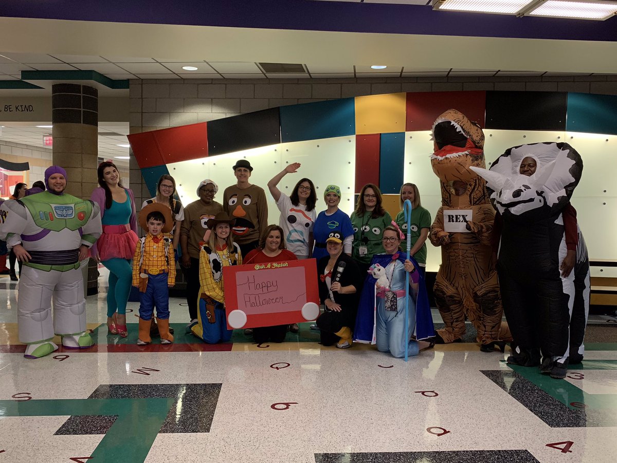 k5wildcats's tweet photo. It was a rainy Halloween, and all through the school;
Rooms filled with costumes of heroes and ghouls.
From SPICES to MARKERS and THINGS 1-18, 
INCREDIBLES, EMOJIS, and JUNIE B. could  be seen.
Learning, candy, and fun galore,
Happy Halloween, your friends from Toy Story 4! https://t.co/kQ2MSuZZMo