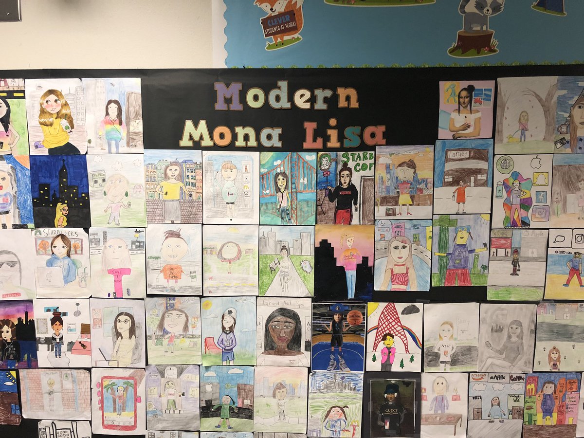 What would a “Modern Mona Lisa” look like?? Check out this amazing art! <a href="/cailletEIS/">Natasha Caillet</a> <a href="/EubanksDragons/">Eubanks Intermediate</a>