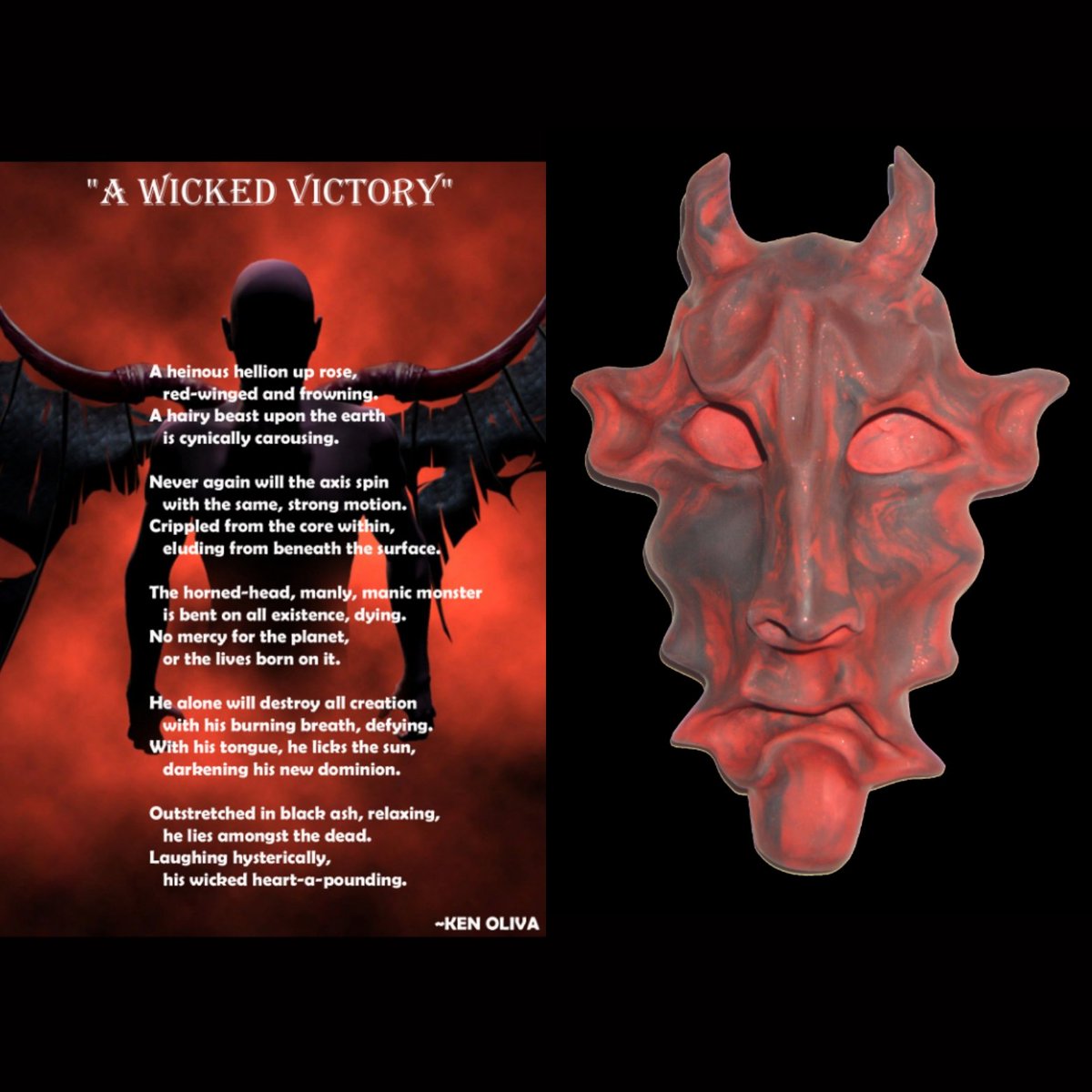FacesOfKenOliva's tweet photo. ✒"#WICKED #VICTORY "
🎭"#EXALTED #GARGOYLE"
8 X 6 X 2 1/2
🆕@ https://t.co/m79F2v3Kka
#FoKO #masKOts #ShareART @saatchiart #SaatchiArt #aborgata @LaurelLHolloman #laurelholloman @artnet
@artnews @artfinder @artsy @Art_ane @art_aperture @artistoverlord1 @POETSorg @poetswritersinc https://t.co/YKFjaT2WNG