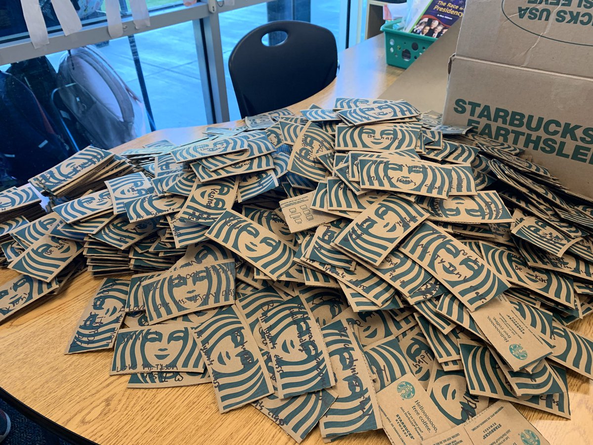Our 3rd grade students in Ms. Tyson’s were busy writing over 1320 messages of kindness on coffee sleeves.  Imagine the surprise when someone gets their next coffee at Starbucks!  #KindnessStartsWithMe