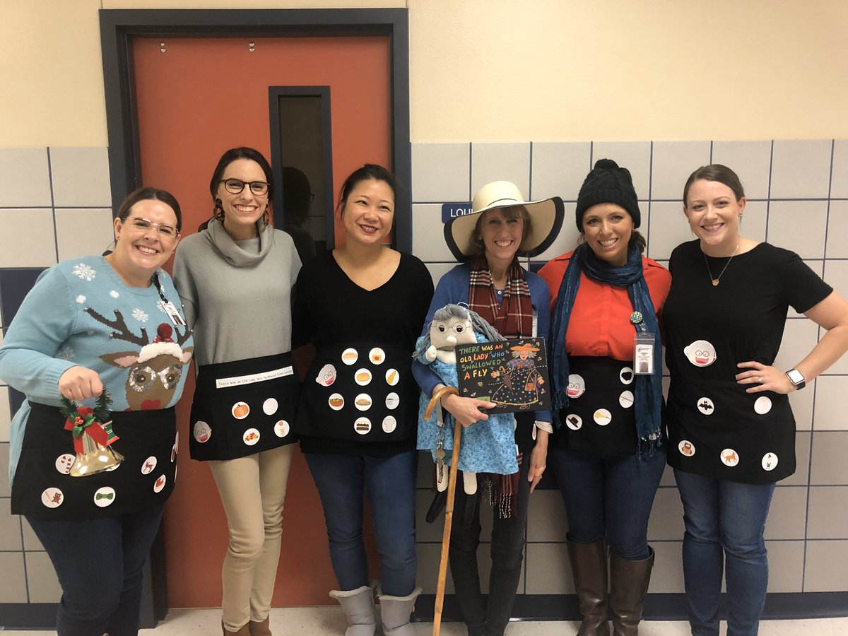 EellisCr's tweet photo. Character Dress Up Day with a bunch of hungry old ladies 👵🏼 There was an Old Lady Who Swallowed... @cremolly_davis @CRE_Chiang @creperez1 #thecreway https://t.co/MuMfZ71xkc