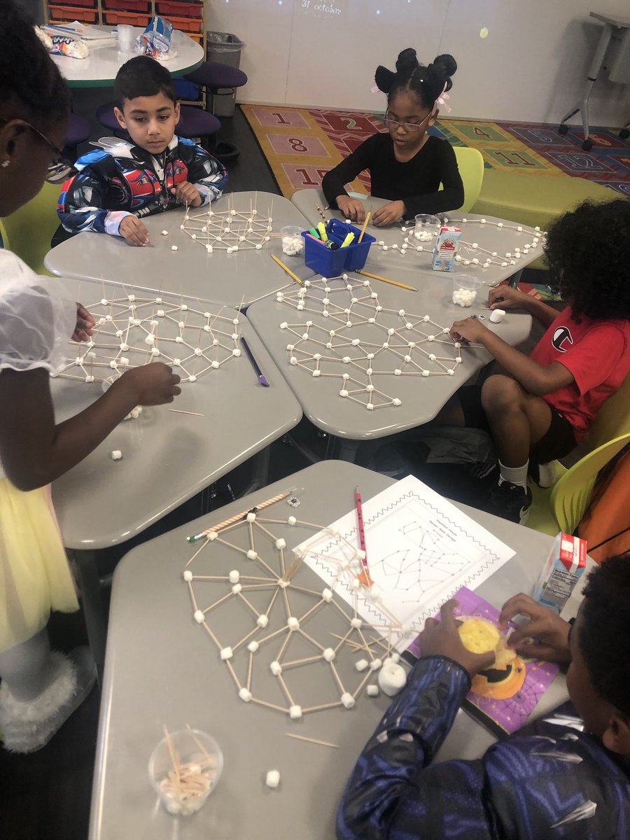 LaurenMaywald's tweet photo. After thoughtfully planning our designs, Ss constuct #spiderwebs and #hauntedhouses using #geometricfigures We even wrote some stories about them! #STEM #geometry #math #engineering #2May @UnalKarakas2 https://t.co/UT0uqek263