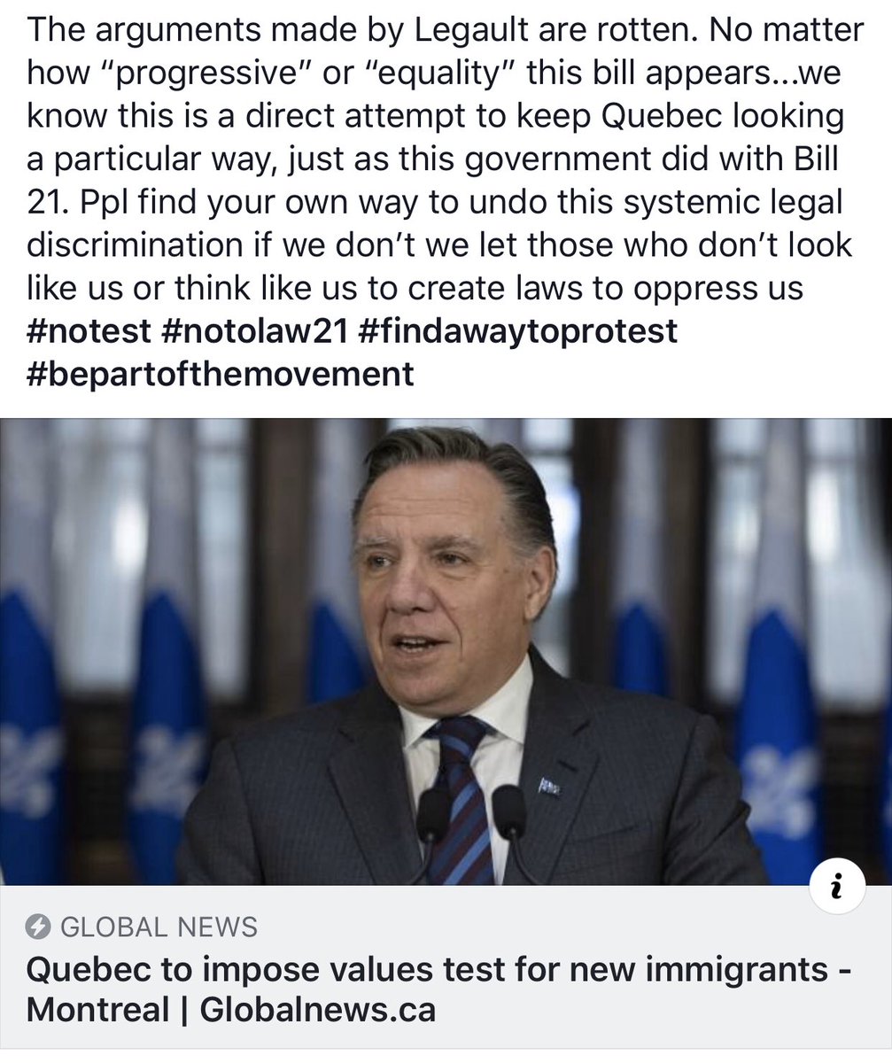 sjafralie's tweet image. When will our newly re-elected prime minister tackle legal forms of oppression in Quebec #quebecdiscrimination #valuestest @JustinTrudeau